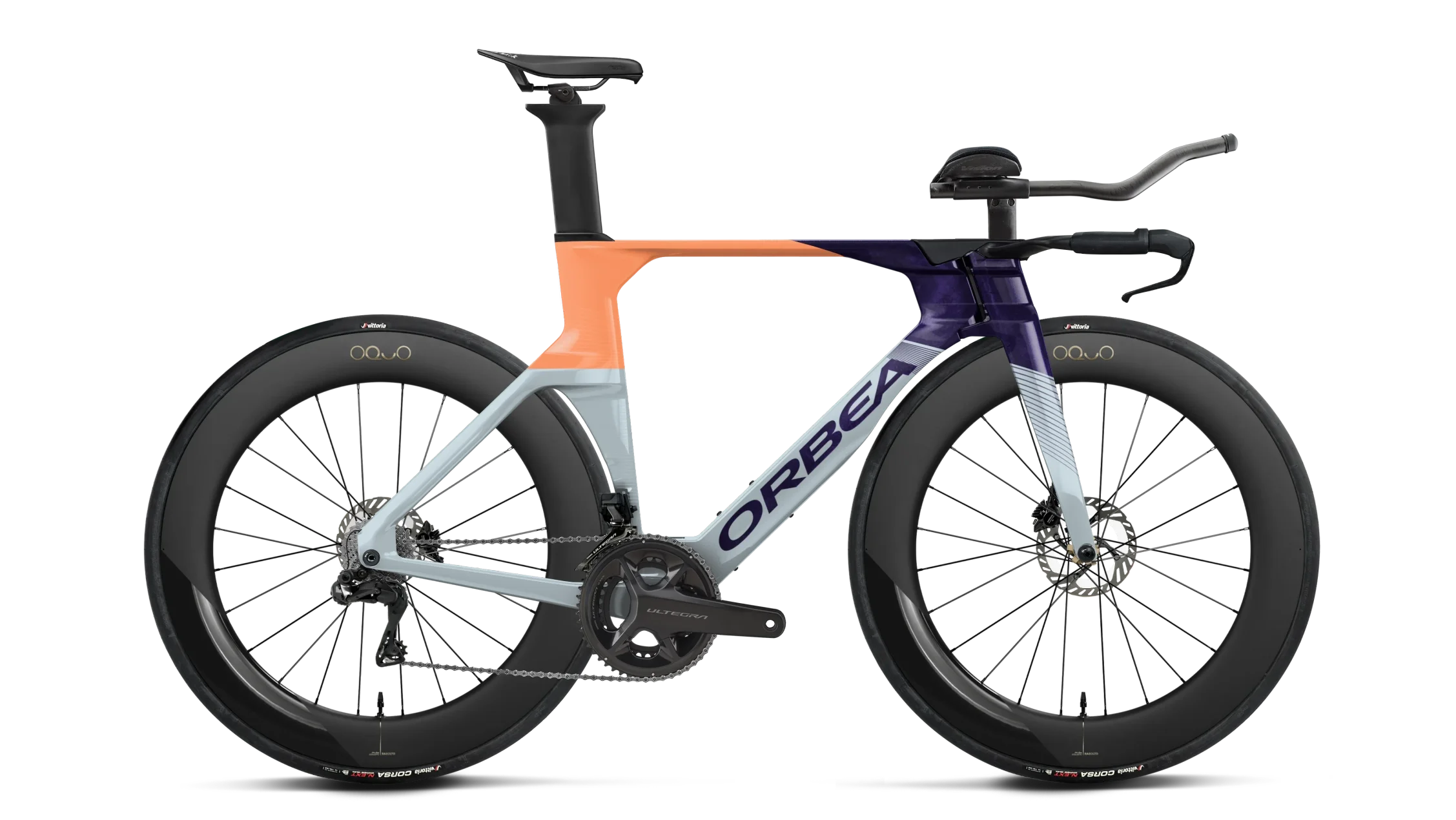Orbea Ordu M20i Ltd Triathlon bike in orange, purple and grey