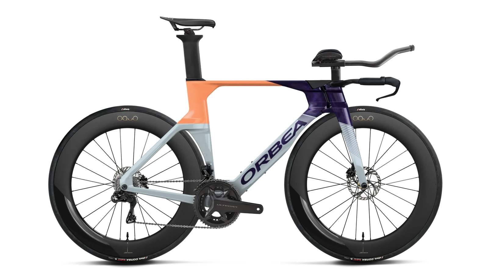 Orbea Ordu M20i Ltd Triathlon bike in orange, purple and grey