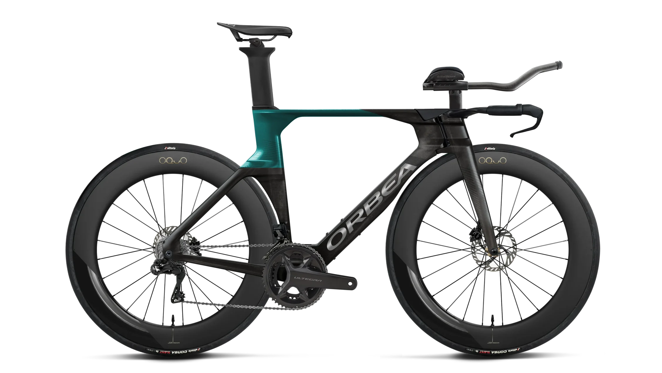 orbea ordu triathlon bike in teal green and black
