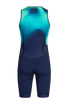 Orca Athlex Race Suit, Triathlon suit in navy and green for men, showing back