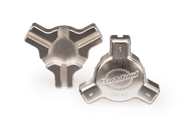 park tool triple spoke wrench, three in one spoke wrench, silver tool