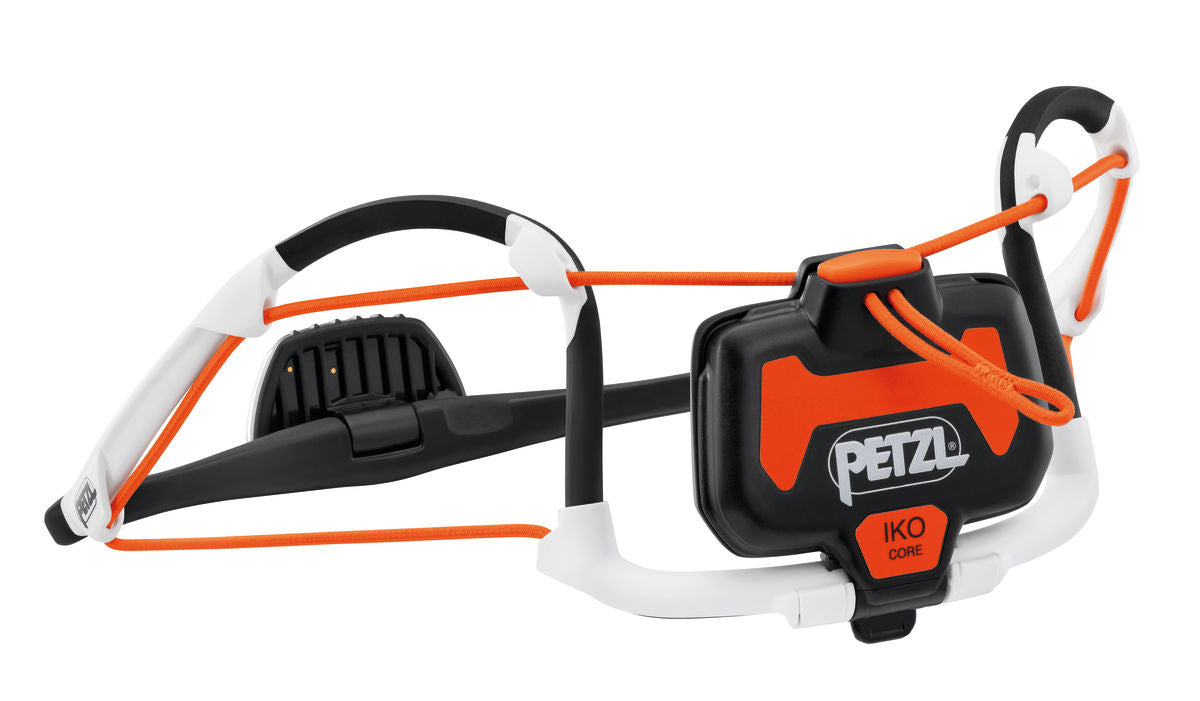Petzl Iko Core headlamp for running, showing back battery