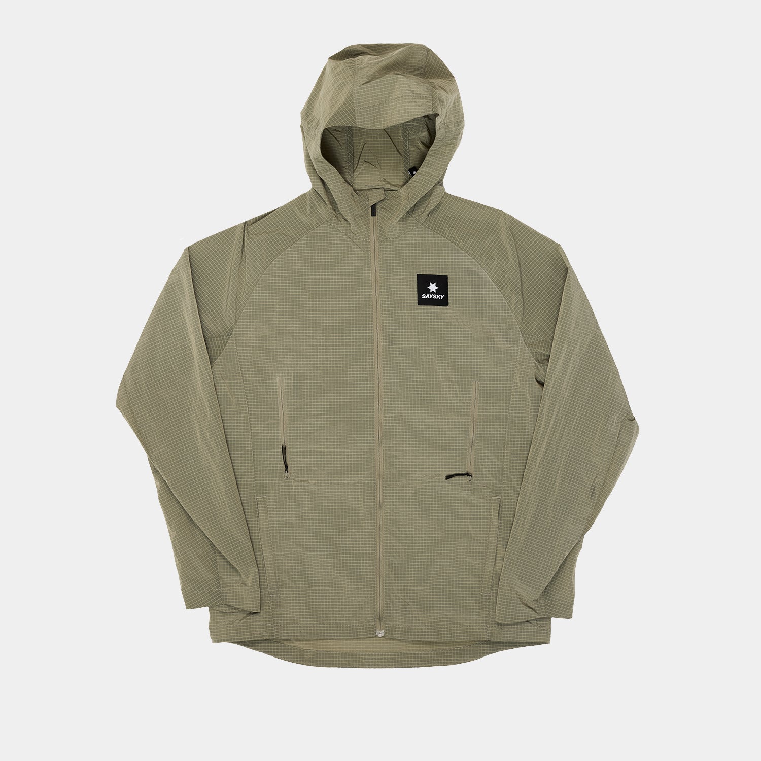 SAYSKY clean hooded jacket for road running in beige colour