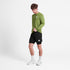 saysky long sleeve running top for men in green, breathable, quick-drying running top, full body shot of man wearing top and black shorts