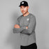 saysky long sleeve running top for men in grey, breathable, quick-drying running top, man wearing top