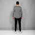saysky long sleeve running top for men in grey, breathable, quick-drying running top, full body short of man wearing top from the back