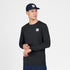 saysky long sleeve running top for men in black, breathable, quick-drying running top, profile of man wearing top on a white background with navy shorts and hat