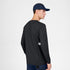 saysky long sleeve running top for men in black, breathable, quick-drying running top, back profile of man wearing top on a white background with navy shorts and hat