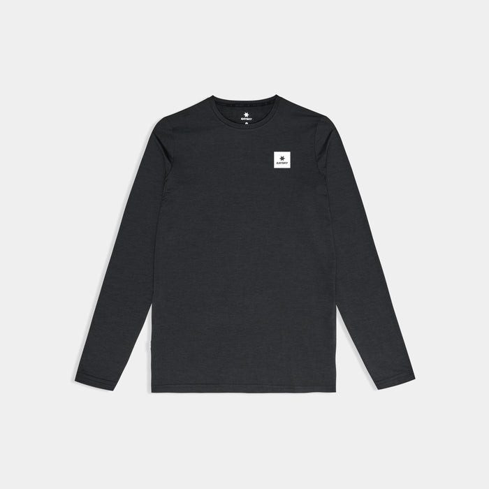 saysky long sleeve running top for men in black, breathable, quick-drying running top, top on a white background