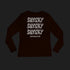 Orange SAYSKY long sleeve Pace run top showing reflective text