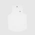 SAYSKY singlet tank top for men, breathable and anti-cling running top, white colour with logo detail, view of SAYSKY singlet laying flat on a white background