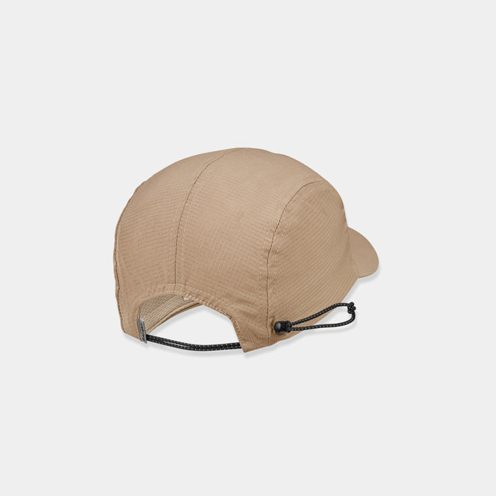 Dark beige SAYSKY run cap, showing back toggle