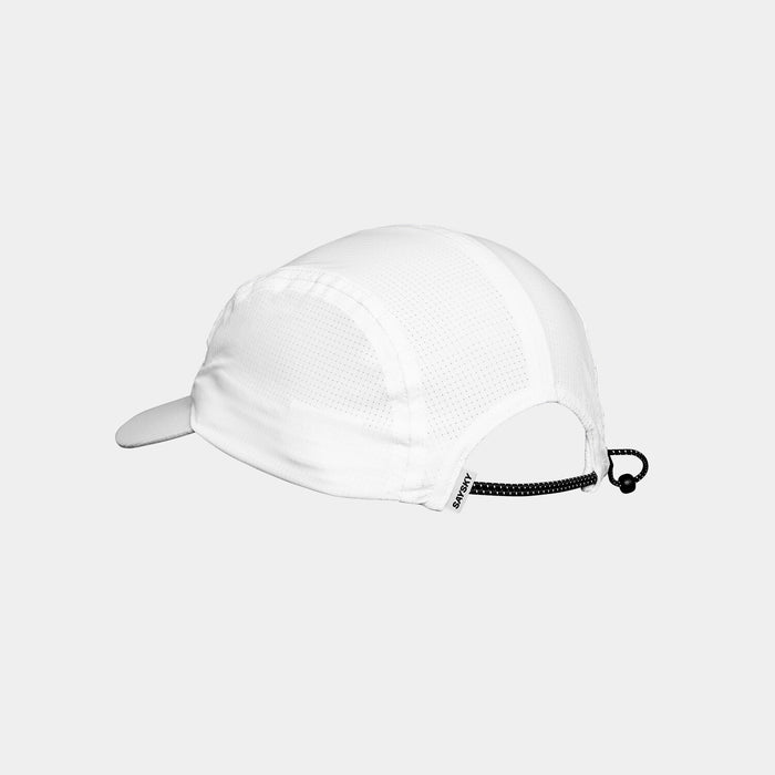 White SAYSKY run cap, showing back toggle