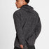 saysky reflective blaze jacket for men, warm wind proof jacket for running in cold dark conditions, black with grey reflective geometric pattern, man wearing saysky jacket from behind with hood down