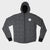 saysky reflective blaze jacket for men, warm wind proof jacket for running in cold dark conditions, black with grey reflective geometric pattern, saysky jacket laid flat on white background