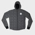saysky reflective blaze jacket for men, warm wind proof jacket for running in cold dark conditions, black with grey reflective geometric pattern, saysky jacket laid flat on white background