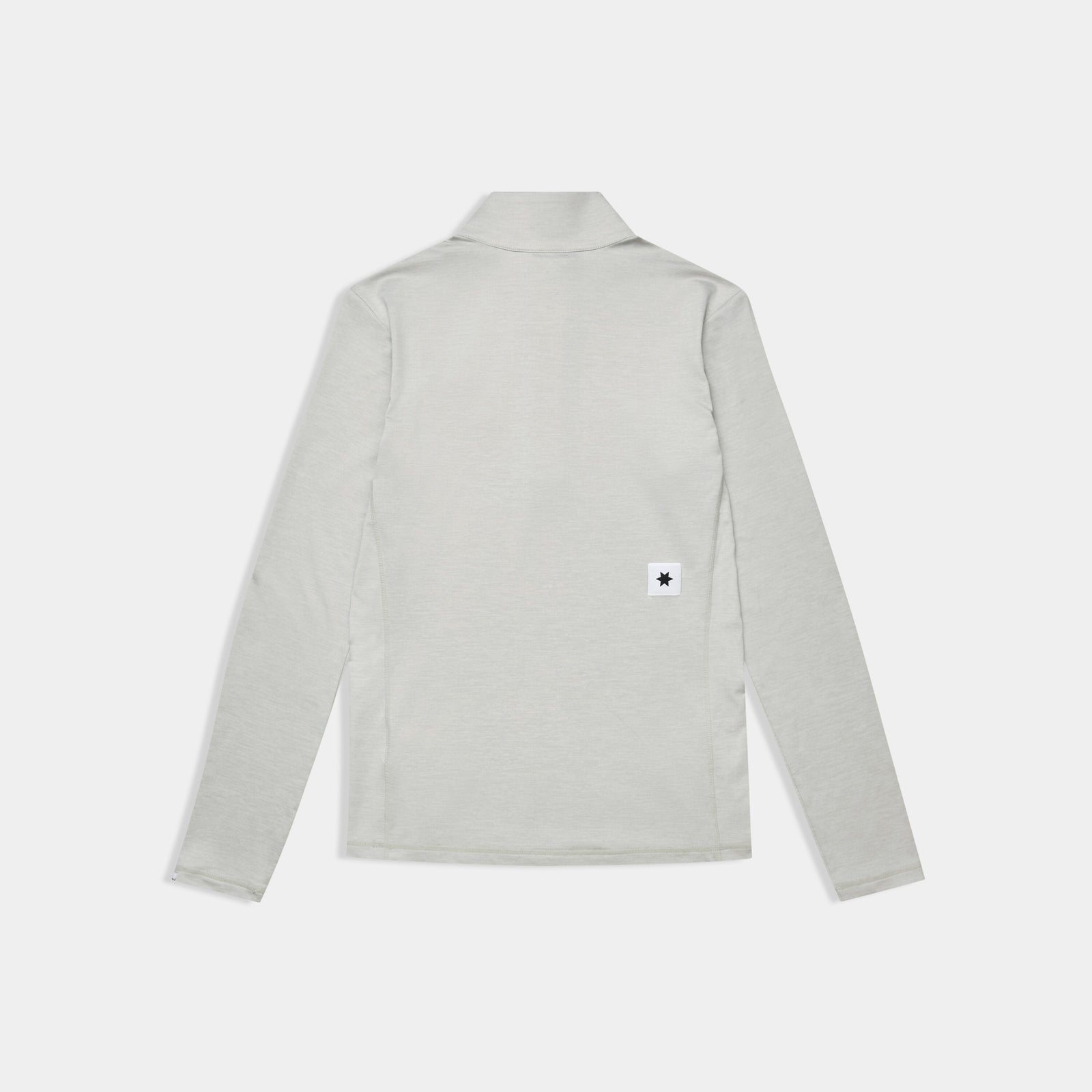 saysky womens pace 1/2 zip long sleeve, lightweight breathable half zip top for running, light grey colour, back view of top laying out flat on white background 