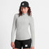 saysky womens pace 1/2 zip long sleeve, lightweight breathable half zip top for running, light grey colour, woman wearing saysky grey long sleeve top