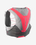 Salomon ADV Skin 5 hydration vest, with flasks, castelrock colour with red, showing back with logo, bladder pack