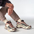 woman wearing Salomon X Ultra Goretex Hiking shoe in Burlwood / French Roast / Rattan colour