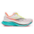 Saucony Endorphin Speed 5 for women - nylon plate running shoe, white with blue turquoise sole and coral trim