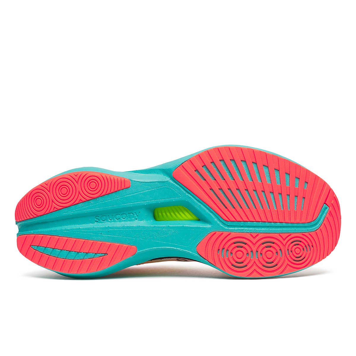 View of sole on the Saucony Endorphin Speed 5 for women - nylon plate