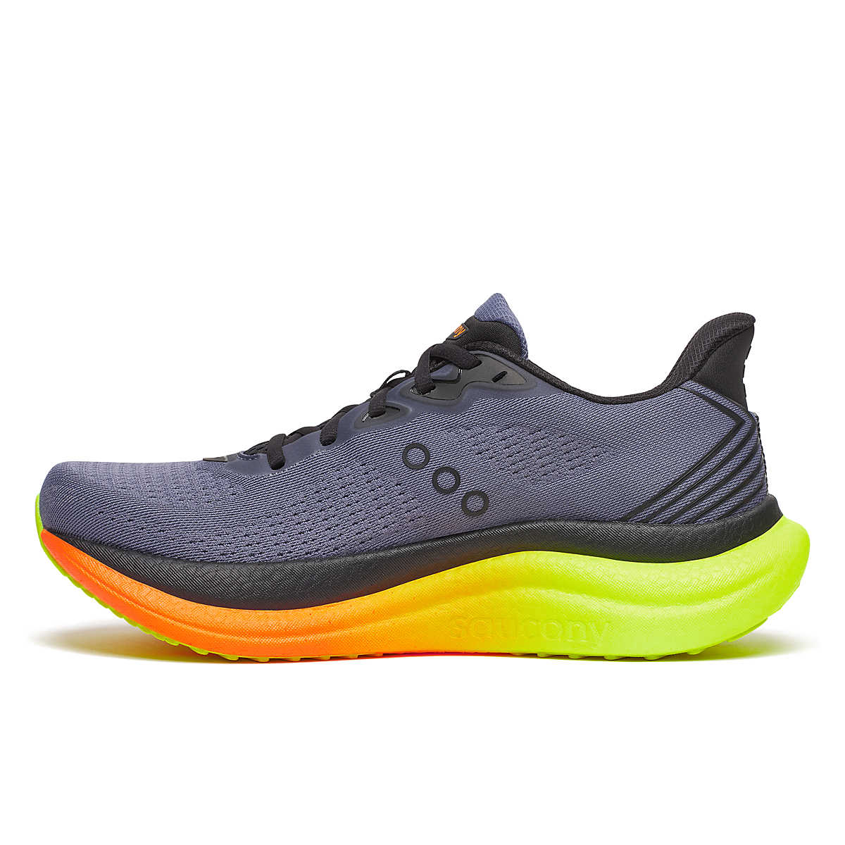 Pair of mens saucony triumph 23 road running shoes, trainers black shadow vizi