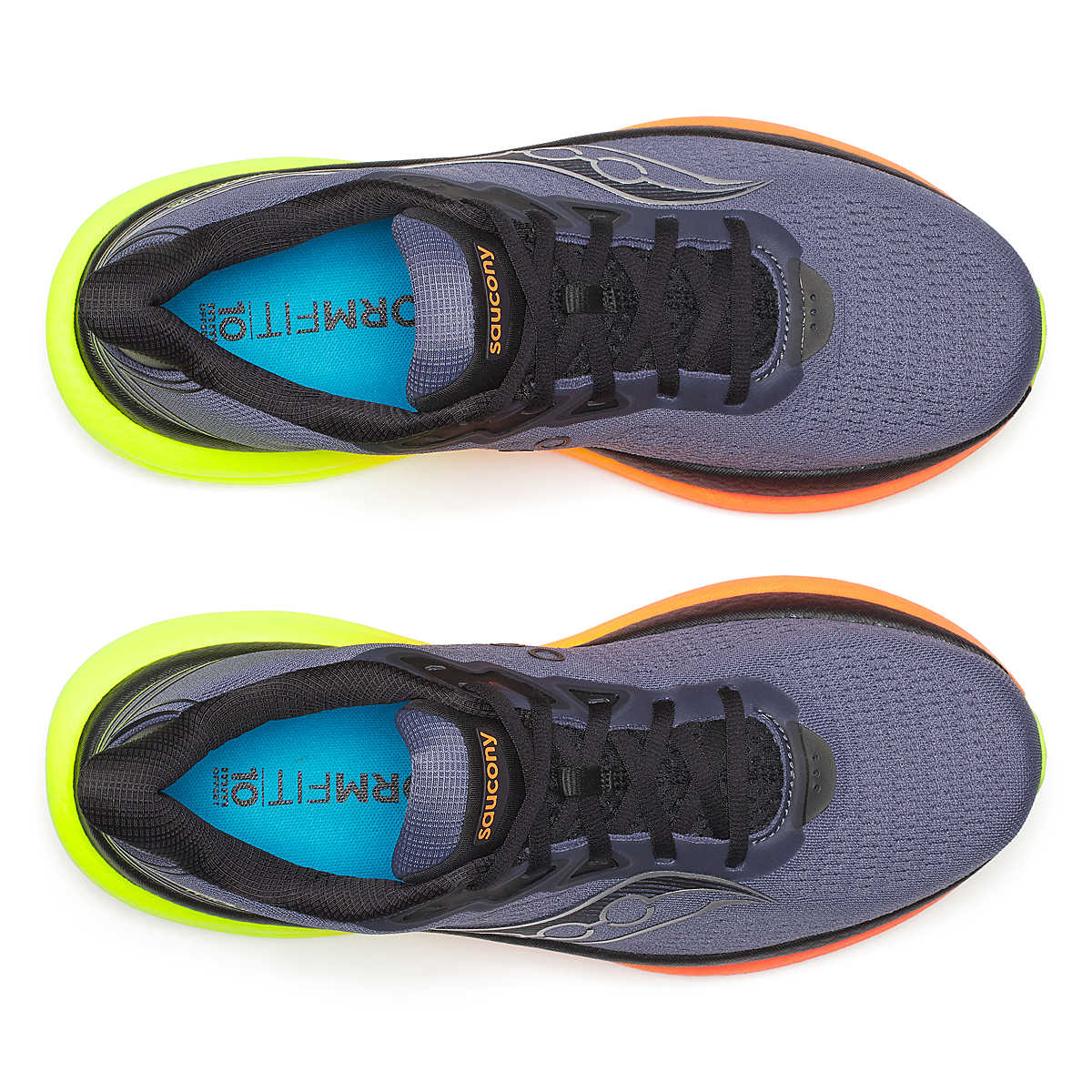 Pair of mens saucony triumph 23 road running shoes, trainers black shadow vizi