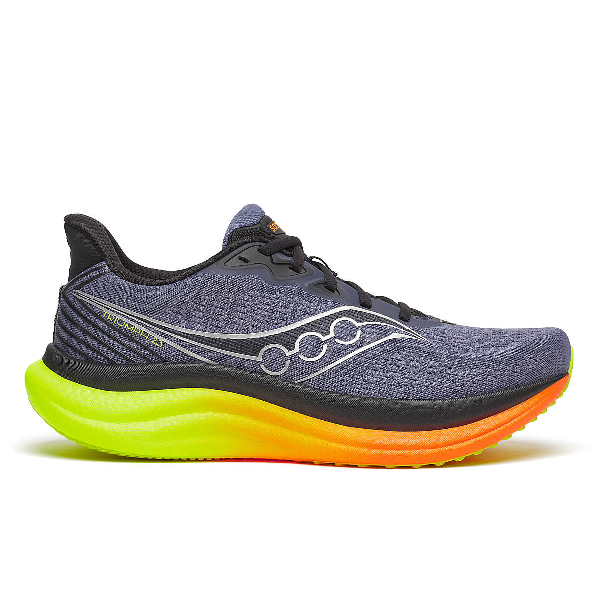 Pair of mens saucony triumph 23 road running shoes, trainers black shadow vizi