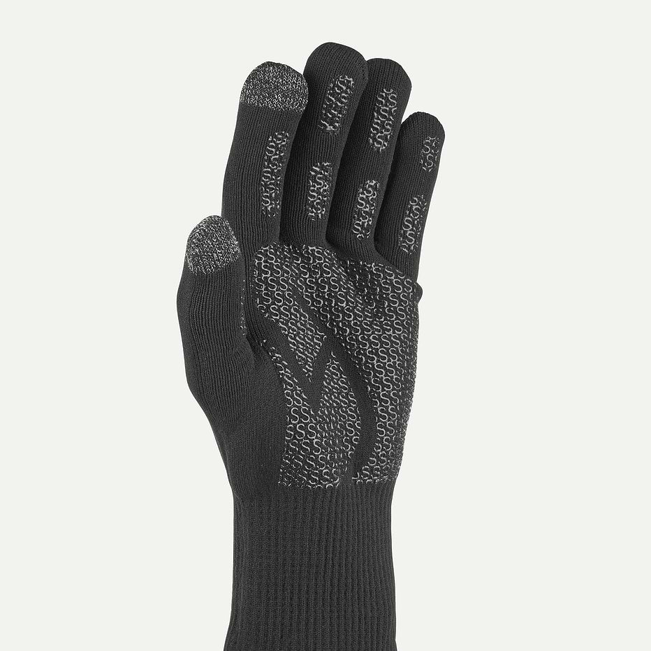 Black Sealskinz waterproof glove showing inside of hand