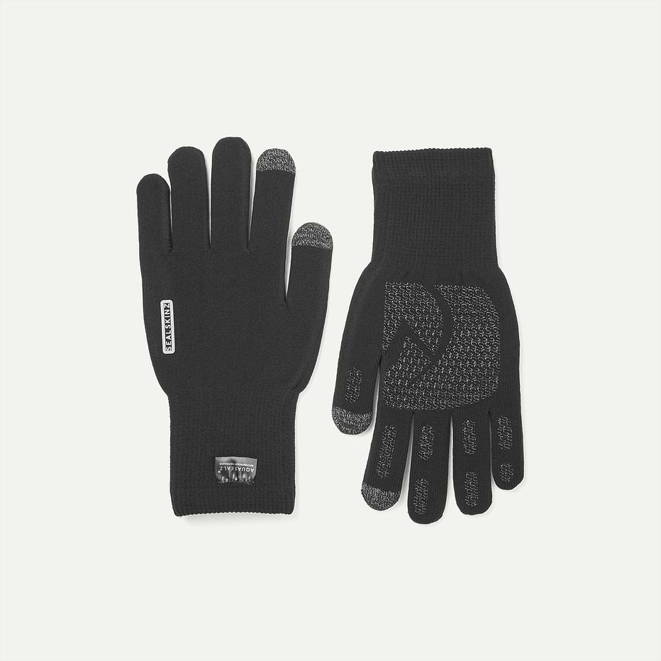 Black Sealskinz waterproof glove showing back and front