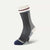Sealskinz waterproof cycling socks, gray sock with blue toe and heel on a white background