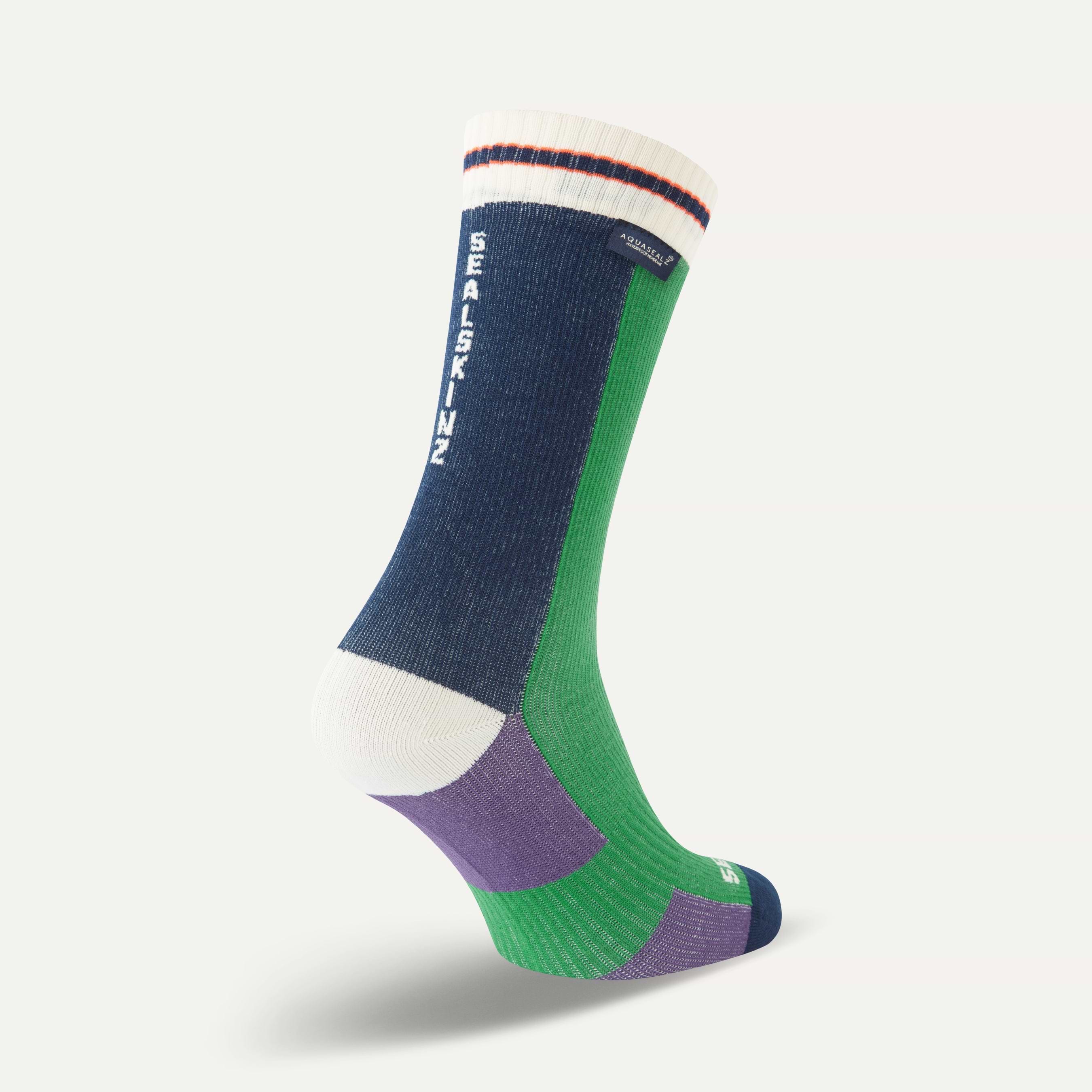 Sealskinz waterproof cycling socks, green and blue