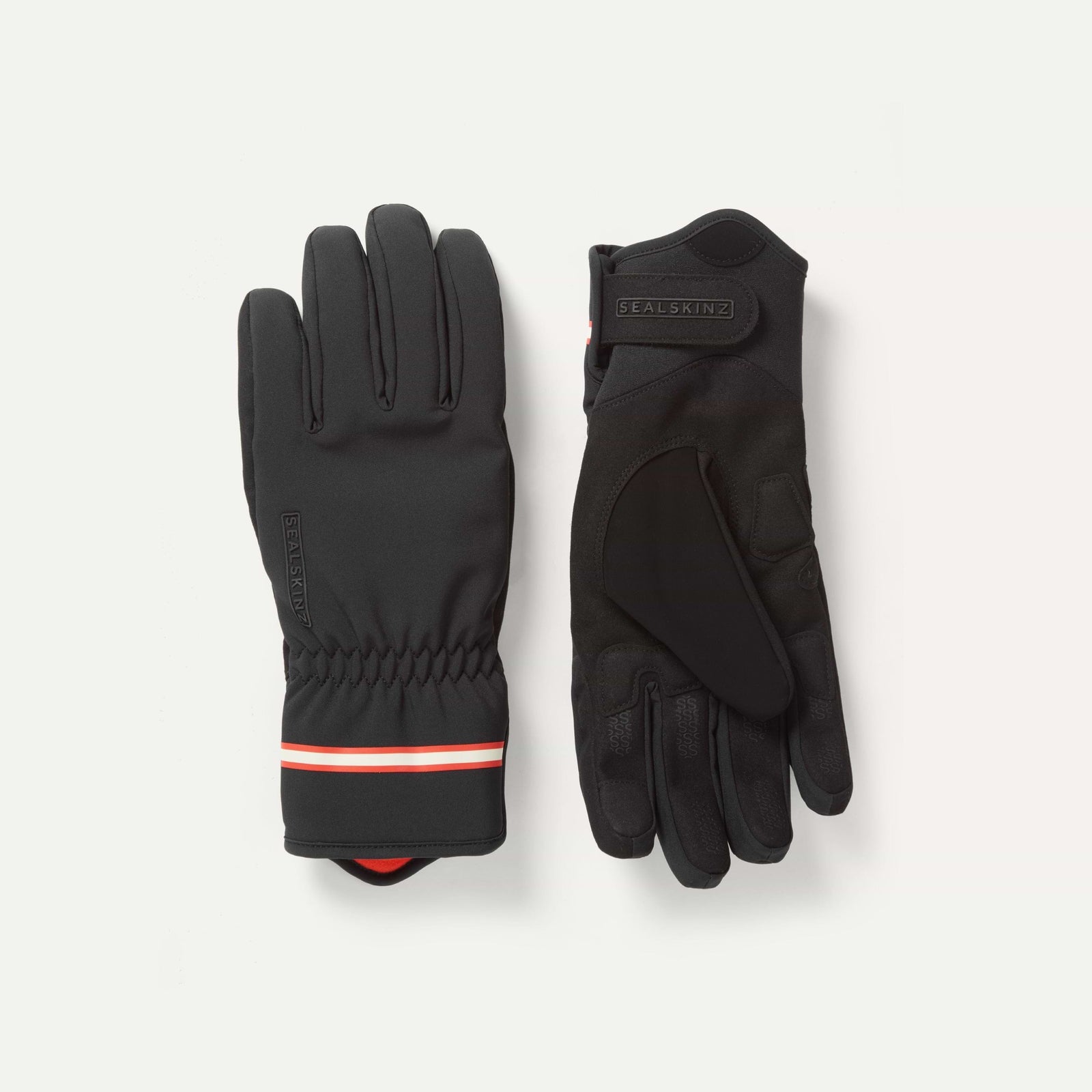 Pair of Sealskinz black gloves with reflective strip 