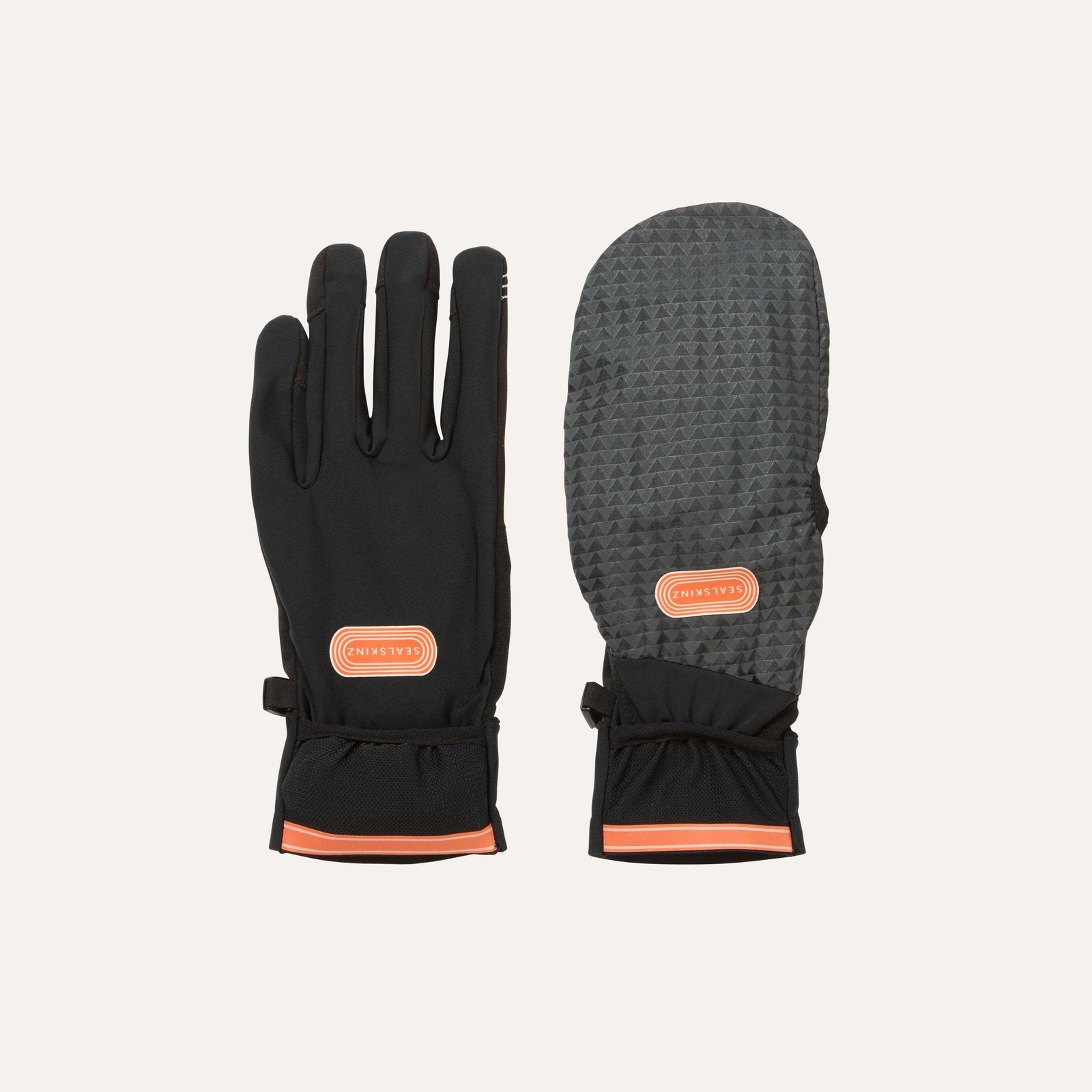 Pair of Sealskinz Wolferton gloves showing glove and mitten feature