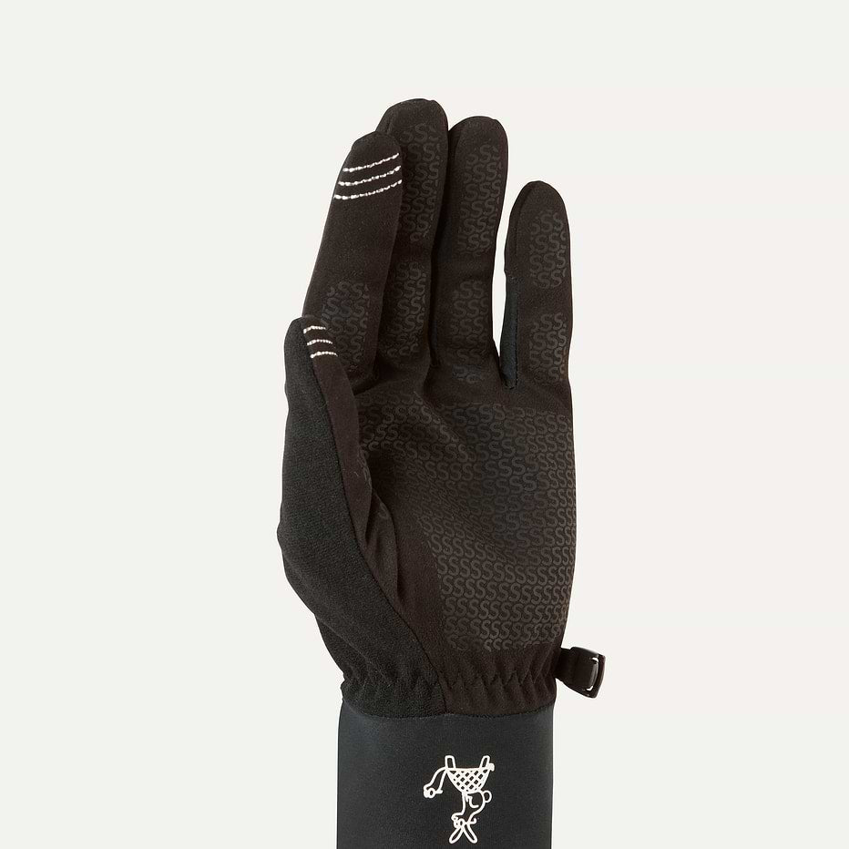 Black Sealskinz waterproof glove showing inside of hand