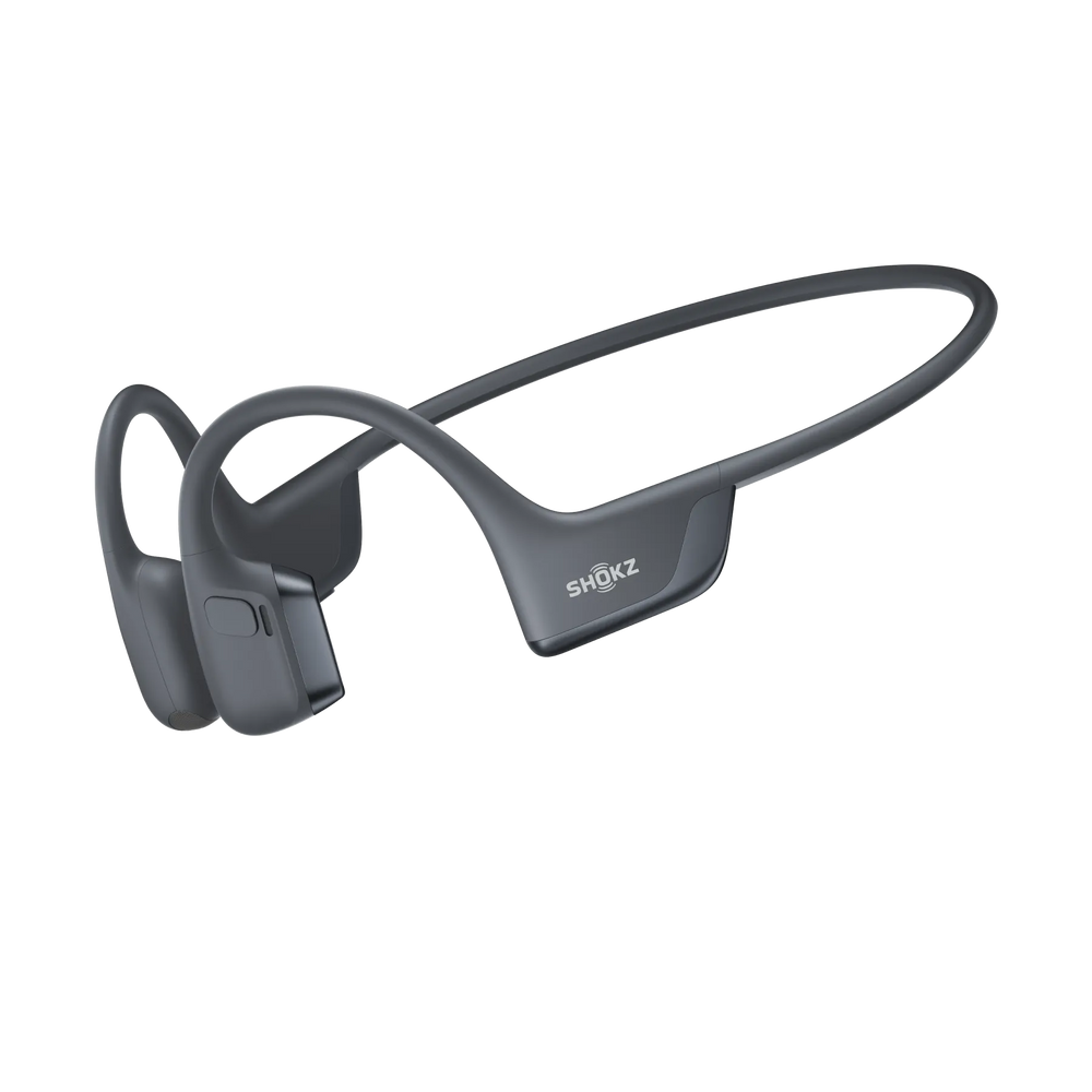Product shot of shokz openrun pro 2 bone conduction headphones in black