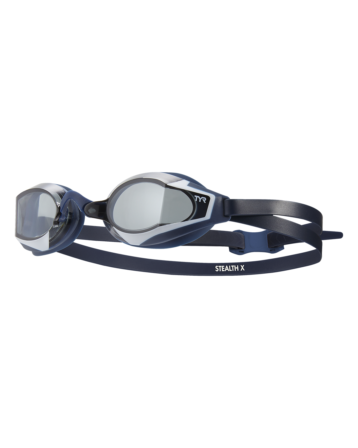TYR stealth swim goggle navy and smoke colour lens