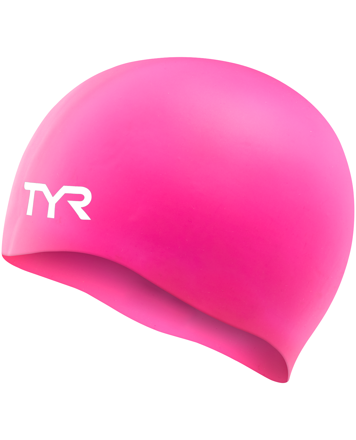 tyr long hair swim cap, silicone swim hat for long hair, pink colour with white logo