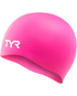 tyr long hair swim cap, silicone swim hat for long hair, pink colour with white logo