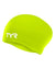 tyr long hair swim cap, silicone swim hat for long hair, bright lime green with white logo