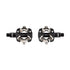 x track race pedal box, clipless mtb racing pedals, two pedals laid out flat