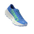 angled view of adidas terrex agravic tt trail running shoe for women in blue with lime trim, inside view with terrex logo