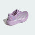 side view of adidas adizero evo sl running shoe for women in purple with metallic stripes