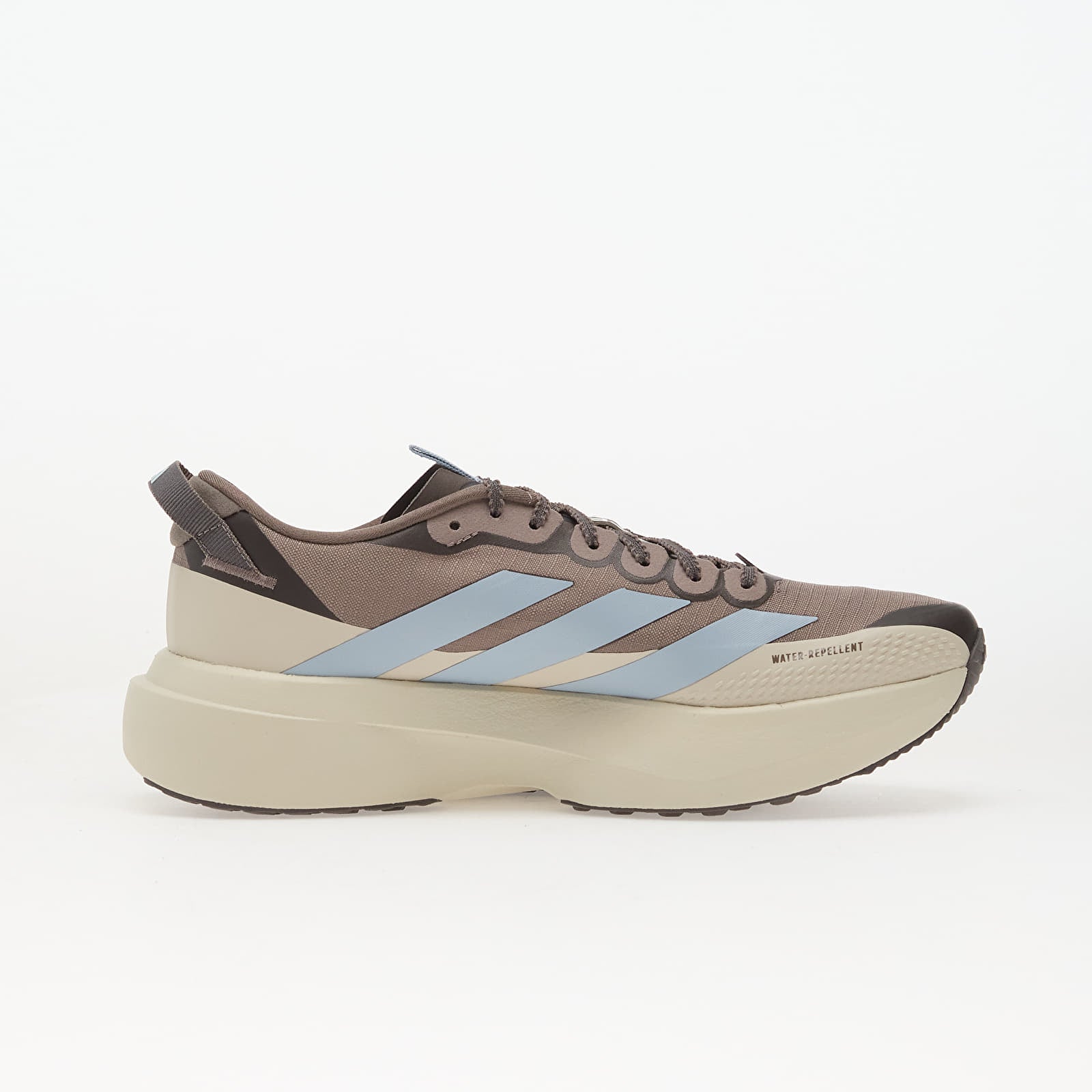 adidas adizero evl sl women's running shoe in blue brown colour, side view