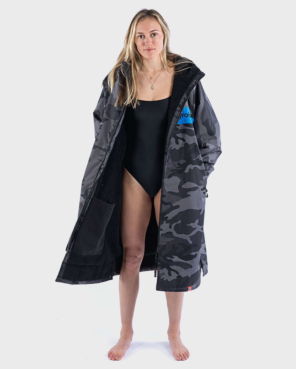 dryrobe Advanced Long Sleeve Block Colour Black Camo Blue