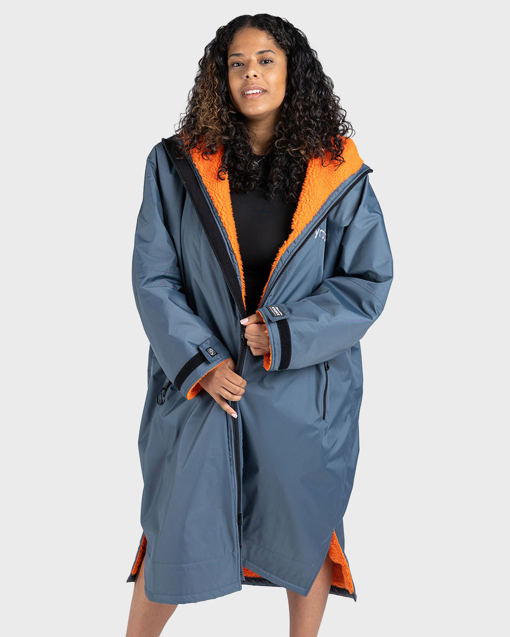 dryrobe Advance Long Sleeve Dark Grey / Orange warm up after cold water swim