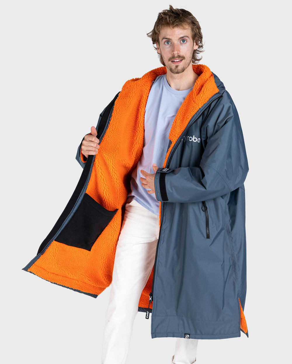 dryrobe Advance Long Sleeve Dark Grey / Orange