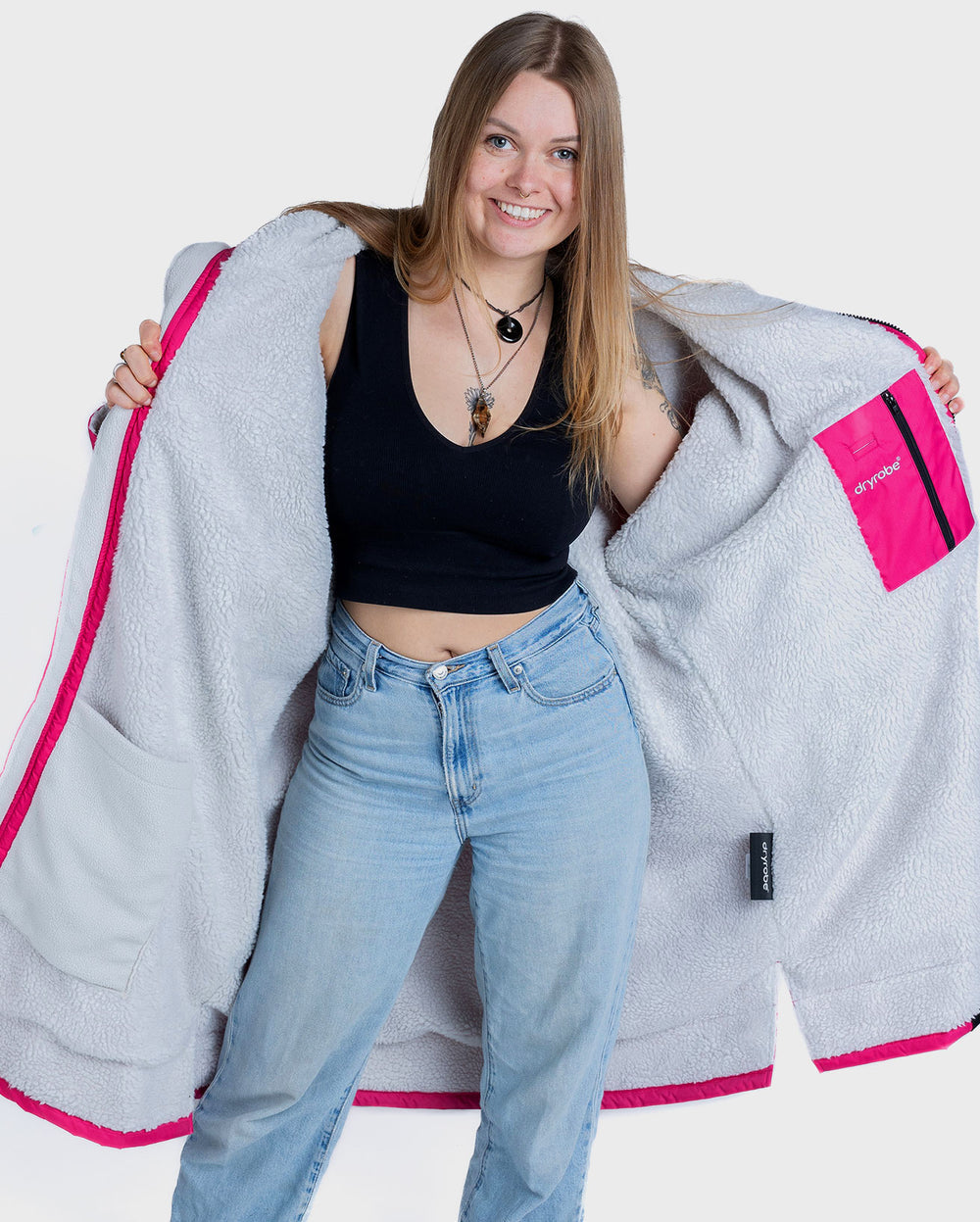 dryrobe Advance Long Sleeve Pink / Light Grey