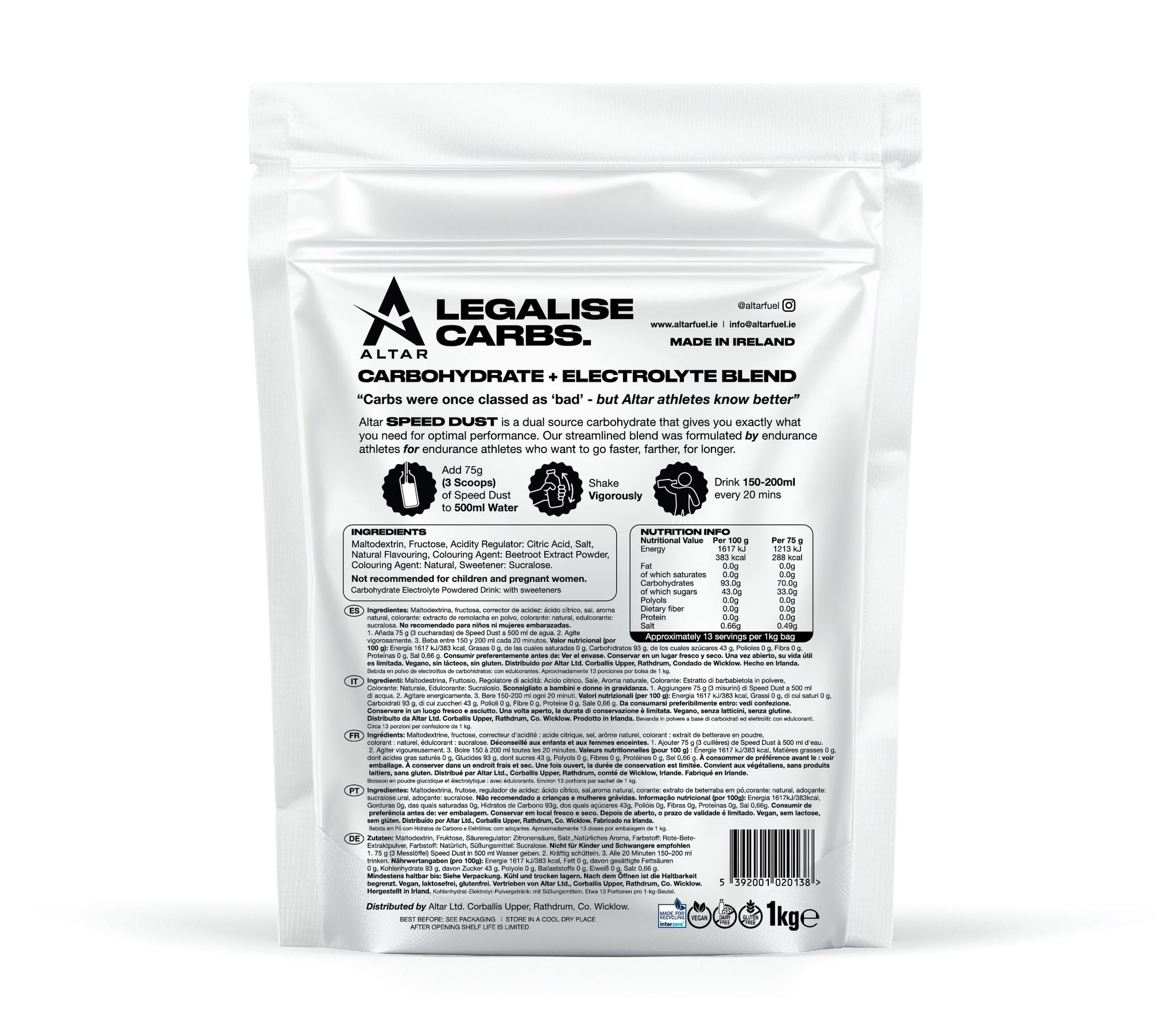 altar speed dust raspberry nutrition back details